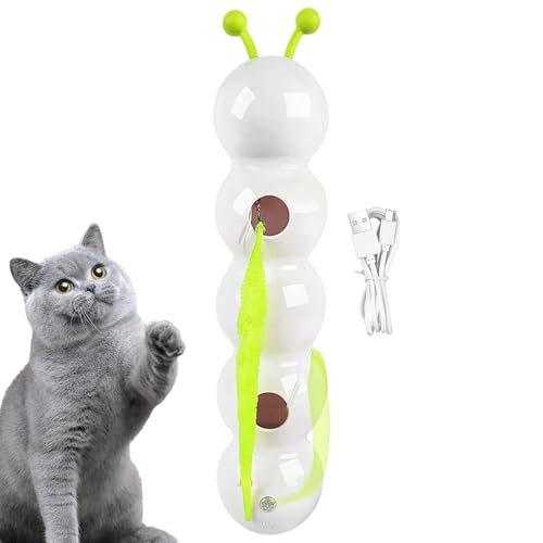 Genikeer Automatisches Katzen Spielzeug - Raupenform Intelligentes Katzenspielzeug - Interaktives Elektrospielzeug Zur Förderung Von Bewegung, Sprungtraining & Jagdspielen - Ideale von Genikeer