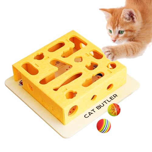 Genikeer Katzen-Puzzle-Spielzeug | Katzen Spielzeug Mit Ball Und Futterbox | Haustierbedarf Für Alle Katzengrößen Beschäftigungsspielzeug von Genikeer
