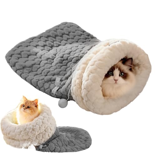 Katzen Nest,Kuschelig Warmes Bett Zum Schlafen - Weicher Geschlossener Schlafsack Für Kaninchen Kleine Tiere Wohnzimmer Hund Winter Balkon Schlafzimmer Bettseite,Katzen Und Kätzchen von Genikeer