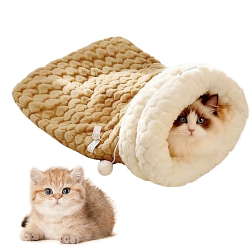Katzen Nest - Plüschiges Warmes Haustier Schlafbett - Geschlossener Winterunterstand Für Kleintiere Wie Welpen Kaninchen Kätzchen,Katzen Und Kätzchen von Genikeer