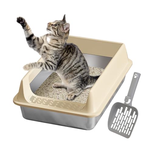 Katzenklo - Hochwand Katzenklo mit Schaufel - Antihaft Katzentoilette Zubehör für Große Mittelkleine Katzen Wohnung Garten Balkon Katzenklo - Hochwand Katzenklo mit Schaufel - Antihaft Katzentoilette Zubehör für Große Mittelkleine Katzen Wohnung Garten Balkon von Genikeer