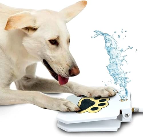 Trio Gato Hundewasserbrunnen für den Freien, Hund Haustier Wasser Sprinkler einfach aktiviert, Hund Wasser Brunnen Spielzeug von Trio Gato
