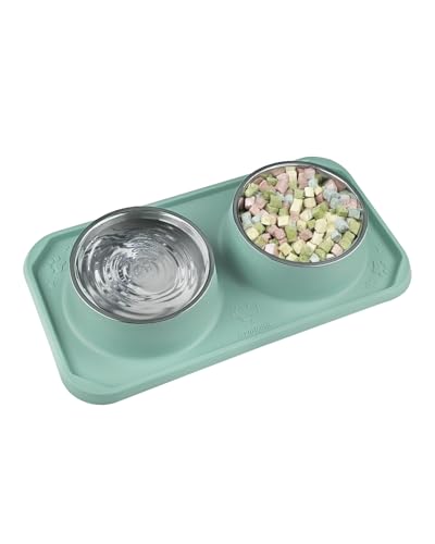 Gentledog Katzennäpfe für Futter und Wasser, Upgrade Katzenfutterschalen für Indoor-Katzen, Premium Abnehmbare Edelstahl-Doppelschalen mit Silikon-Anti-Rutsch-Pads, Wassernapf für Katzen und Hund Gentledog Katzennäpfe für Futter und Wasser, Upgrade Katzenfutterschalen für Indoor-Katzen, Premium Abnehmbare Edelstahl-Doppelschalen mit Silikon-Anti-Rutsch-Pads, Wassernapf für Katzen und Hund von Gentledog