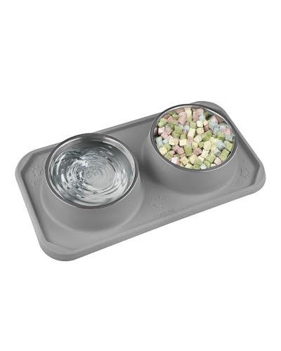 Gentledog Katzennäpfe für Futter und Wasser, Upgrade Katzenfutterschalen für Indoor-Katzen, Premium Abnehmbare Edelstahl-Doppelschalen mit Silikon-Anti-Rutsch-Pads, Wassernapf für Katzen und Hund Gentledog Katzennäpfe für Futter und Wasser, Upgrade Katzenfutterschalen für Indoor-Katzen, Premium Abnehmbare Edelstahl-Doppelschalen mit Silikon-Anti-Rutsch-Pads, Wassernapf für Katzen und Hund von Gentledog