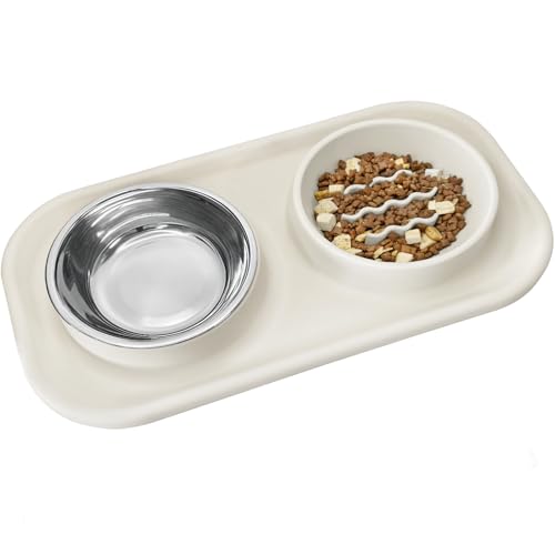 Gentledog Wasserdichte Silikon-Katzenfutternäpfe aus Edelstahl und Silikon, langsamer Futternapf, rutschfeste und auslaufsichere erhöhte Kante, Futter- und Wasser-Futterspender für Katzen und Welpen Gentledog Wasserdichte Silikon-Katzenfutternäpfe aus Edelstahl und Silikon, langsamer Futternapf, rutschfeste und auslaufsichere erhöhte Kante, Futter- und Wasser-Futterspender für Katzen und Welpen von Gentledog