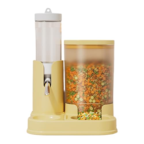 Geonoy Hamster-Futterspender | Wasser-Futterflaschen, automatischer Spender für Kleintiere, abnehmbare Kleintier-Trinkbewässerung mit Futternapf für Igel, Haustiere, Rennmäuse, Zwerge von Geonoy