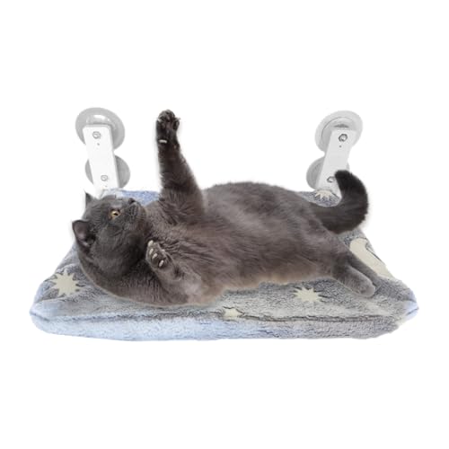 Geonoy Katzen- -Hängematte | Faltbare Haustier-Hängematte, Bett, Saugnäpfe, leuchtet im Dunkeln, Sitz mit interaktivem Spielzeug für gemütliche Nickerchen, Vögel, beobachten, ruhige Entspannung von Geonoy