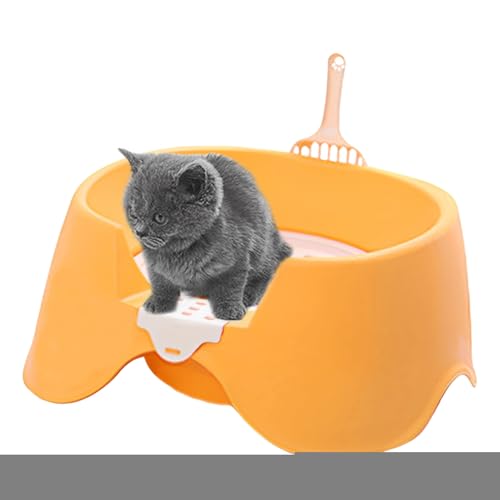 Geonoy Katzentoilette – Katzentoilette für den Innenbereich – hochseitige Kotbox, offene Oberseite, Toilette, Haustierzubehör für kleine Wohnungen, Kaninchen, Zuhause, große Katzen, Geschäft für von Geonoy