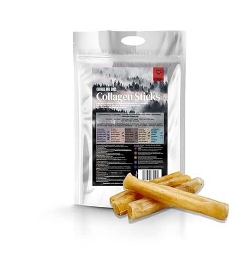 George & Bobs Collagen Sticks - 500g, 100% Rind, Hundefutter, Kausnack, für mittelgroße und große Hunde, Getreidefrei, Reich an Kollagen für Gelenke, 12cm Länge, 78,8% Protein von George & Bobs