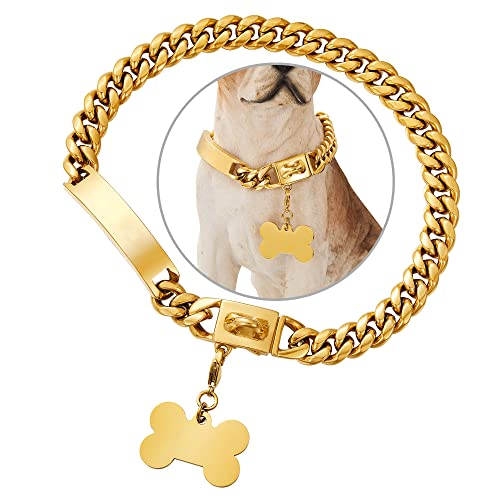 Gepopet Goldkette Hundehalsband aus Metall, kubanische Glieder für mittelgroße und große Hunde, robust, kaufest, 40,6 cm, 50,8 cm, 94,4 cm Gepopet Goldkette Hundehalsband aus Metall, kubanische Glieder für mittelgroße und große Hunde, robust, kaufest, 40,6 cm, 50,8 cm, 94,4 cm von Gepopet