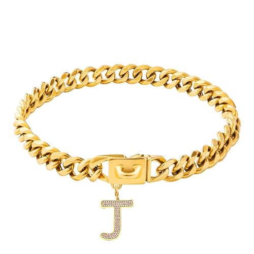 Gepopet Hundehalsband für mittelgroße und große Hunde, goldfarbene Kette, Hundehalsband mit glitzerndem Buchstabenanhänger, 18 K, kubanisches Glieder-Hundehalsband, strapazierfähig, kaufest, Buchstabe Gepopet Hundehalsband für mittelgroße und große Hunde, goldfarbene Kette, Hundehalsband mit glitzerndem Buchstabenanhänger, 18 K, kubanisches Glieder-Hundehalsband, strapazierfähig, kaufest, Buchstabe von Gepopet