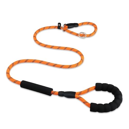 150 cm lange Hundeleine, Nylonseil, verstellbares Hundehalsband, dicke Leine für große, große Hunde, mittelgroße Haustierbedarf, Leine, Produkt (Farbe: Orange, Größe: 120 cm Länge) von GerRit