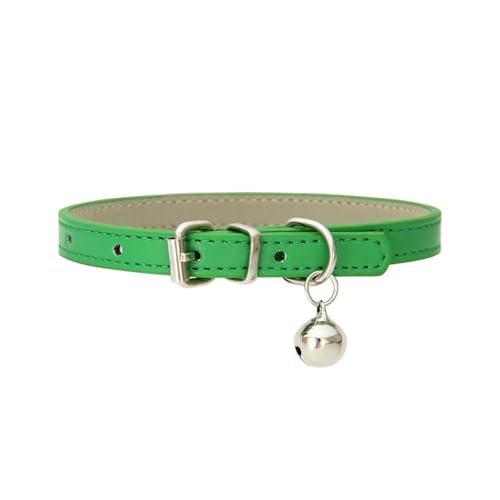 Hundehalsband aus PU-Leder, Haustierzubehör, Welpen, Mops, Hundehalsbänder, kleine große Hunde (Farbe: Grün, Größe: 2,0 cm, 42 cm) von GerRit