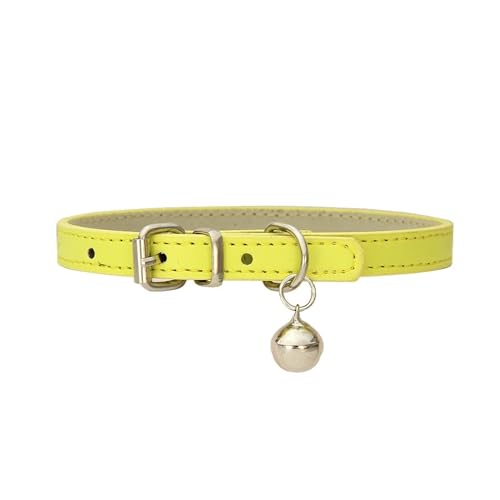 Hundehalsband aus PU-Leder, Haustierzubehör, Welpen, Mops, Hundehalsband, kleine große Hunde (Farbe: Gelb, Größe: 1,5 cm, 37 cm) von GerRit