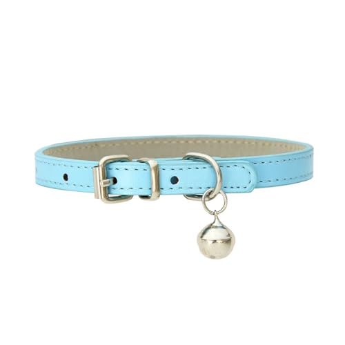 Hundehalsband aus PU-Leder, Haustierzubehör, Welpen, Mops, Hundehalsband, kleine große Hunde (Farbe: Himmelblau, Größe: 1,0 cm, 30 cm) von GerRit