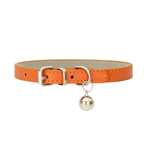 Hundehalsband aus PU-Leder, Haustierzubehör, Welpen, Mops, Hundehalsband, kleine große Hunde (Farbe: Orange, Größe: 1,5 cm, 37 cm) von GerRit