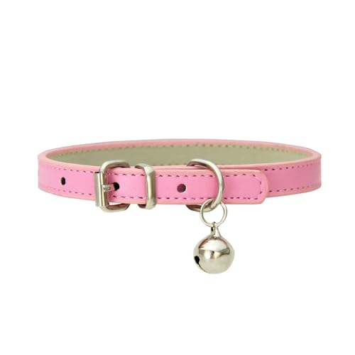 Hundehalsband aus PU-Leder, Haustierzubehör, Welpen, Mops, Hundehalsband, kleine große Hunde (Farbe: Rosa, Größe: 1,5 cm, 37 cm) von GerRit