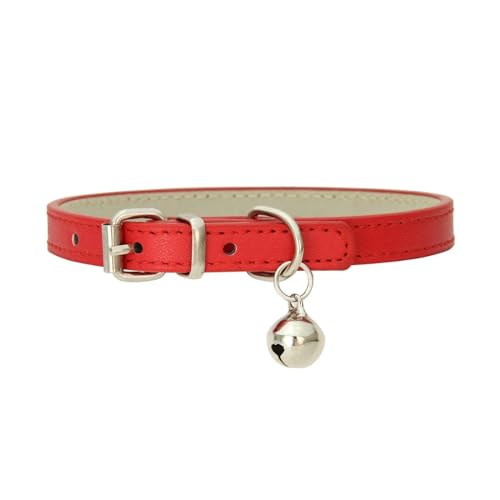 Hundehalsband aus PU-Leder, Haustierzubehör, Welpen, Mops, Hundehalsband, kleine große Hunde (Farbe: Rot, Größe: 1,0 cm, 30 cm) von GerRit