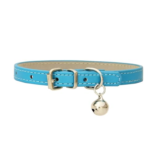 Hundehalsband aus PU-Leder, Haustierzubehör, Welpen, Mops, Hundehalsband, kleine große Hunde (Farbe: Seeblau, Größe: 1,0 cm, 30 cm) von GerRit