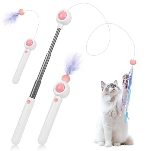 Gerbala Einziehbarer Zauberstab für Katzen, interaktives Spielzeug für Katzen (Rosa) von Gerbala