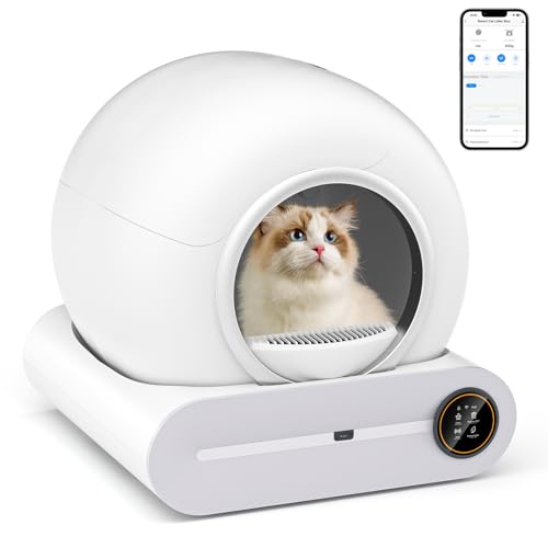 Gerbala Intelligente Selbstreinigende Katzentoilette, 65L Katzenklo Selbstreinigend Geruchsbeseitigung, App-Steuerung, Große Fassungsvermögen Automatisches Katzentoilette für Mehrere Katzen (B) von Gerbala
