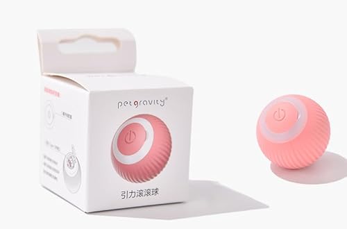 Katzenspielzeug, Katzenball Elektrisch Wiederaufladbar, 360° Selbstdrehender Elektronischer Katzenball,Katzenspielzeug Ball Elektrisch mit USB und LED Leuchten (Rosa) von Gerbala
