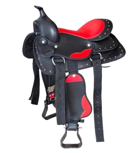 German Riding Westernsattel Colour Star mit Glitzer Strass Steinen - Holzpferd Sattel - Pony Sattel (12") von German Riding