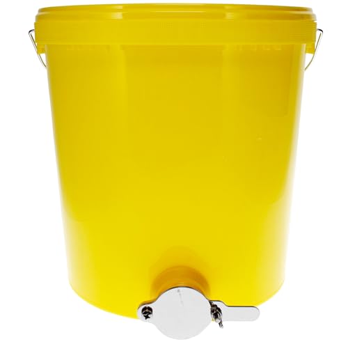 Abfülleimer 25kg Profi mit Quetschhahn und Edelstahl Frontplatte zum einfachen und schnellen Abfüllen des geschleuderten Honigs. Ideal auch für Jungimker die erst kleine Mengen zum Abfüllen haben. von Germerott Bienentechnik