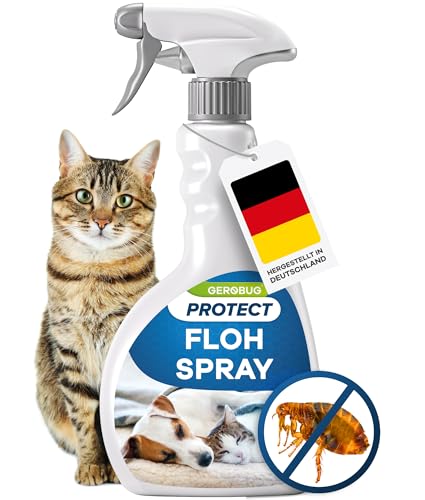 Floh-Spray für Wohnung & Umgebung 500 ml mit Sofort-Effekt - Hochwirksames Mittel gegen Flöhe bei Hunden und Katzen - Starke Alternative zu Fogger gegen Flöhe - hochwirksam & laborgeprüft von Gerobug