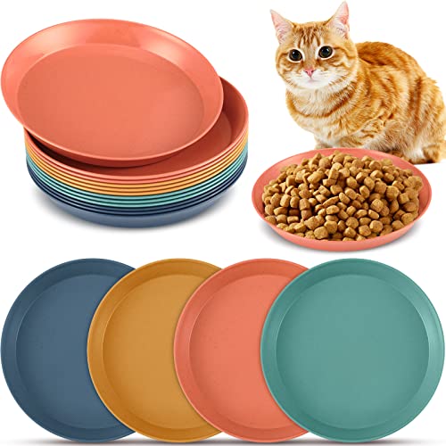 Gerrii Katzennapf mit Schnurrhaar, 15,2 cm, rund, flach, Nass-Futternapf, breite und kleine Haustierteller für Kätzchen und kurzbeinige Kätzchen, Weizenstroh, Vintagefarben, 12 Stück von Gerrii