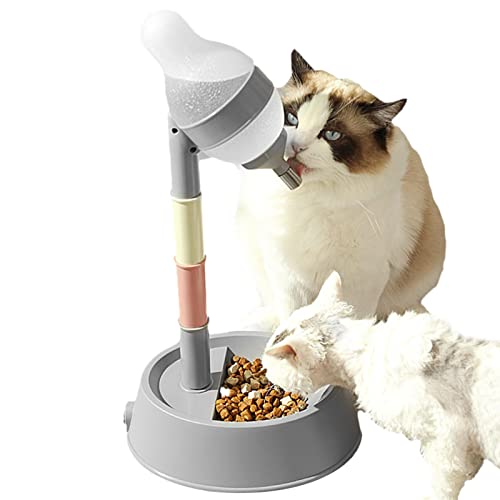 2-in-1-Katzenfutterautomat | Hundefutter- und Wassernapf 2 in 1 verstellbar - Pet Food Water Dish 2.2L Food and 528ML Tränke für Katzen, Hunde, Haustiere Geruwam von Geruwam