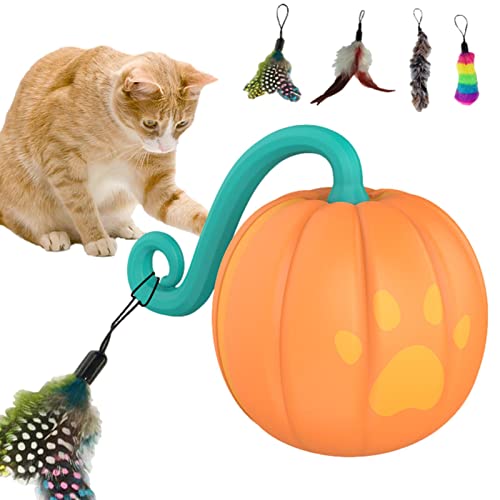 Elektrischer Katzenspielzeugball,Wiederaufladbare Sound Control Funny Swing Ball Katzenspielzeug-Set für Indoor-Katzen | Pets Smarter elektrischer Teaser mit 4 Federn, wiederaufladbar über USB Geruwam von Geruwam