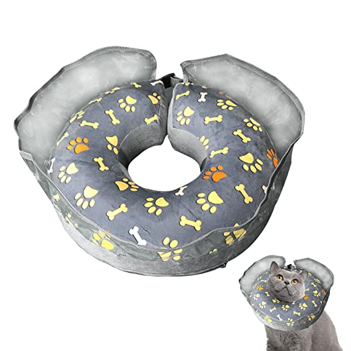 Geruwam Hundehals-Donut,Weiches aufblasbares elisabethanisches Halsband mit klarem Schild - Anti-Leckendes Donut-Halshalsband für Hunde und Katzen, verhindert das Beißen und Kratzen von Haustieren von Geruwam