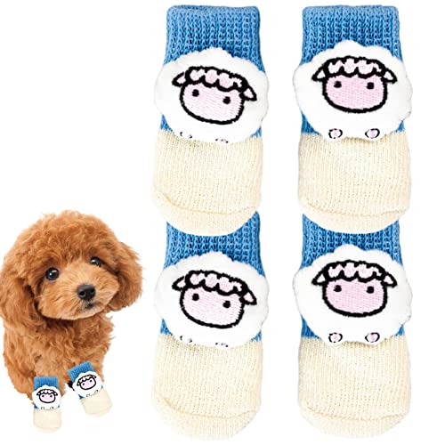 Geruwam Hundesocken, Cartoon Grip Protector Hundepfotensocken, Polyester-Hundebedarf ohne Pilling für den Außenbereich, Bequeme, Nicht brechende Socken für den täglichen Gebrauch, beim Gehen von Geruwam