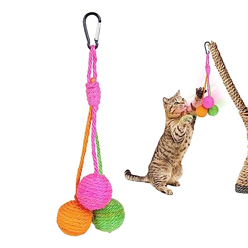 Geruwam Sisal-Kratzball für Kätzchen | Kätzchenspielzeug Sisalball - Tragbarer Katzen-Sisalball zum Kauen, rollender Ball, Kratzkatzenspielzeug für den Innenbereich, kleine große Kätzchen, Welpen von Geruwam