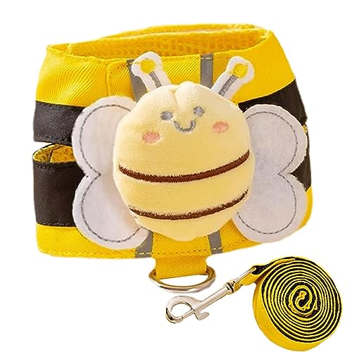 Hundegeschirr für Welpen, Haustierbedarf, strapazierfähig, kein Ziehen, atmungsaktiv, kein Klopfen, 1,5 m, Hund mit niedlichem Bienen-Design für Hunde, Welpen, Katzen, Outdoor Hundegeschirr für Welpen, Haustierbedarf, strapazierfähig, kein Ziehen, atmungsaktiv, kein Klopfen, 1,5 m, Hund mit niedlichem Bienen-Design für Hunde, Welpen, Katzen, Outdoor von Geruwam