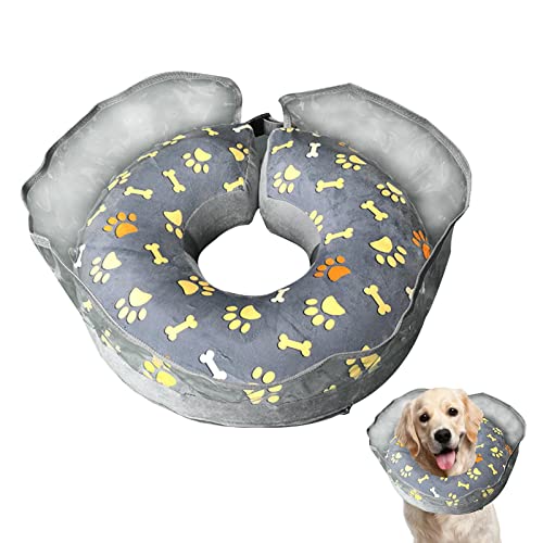 Hundehals-Donut | Weiches aufblasbares elisabethanisches Halsband mit klarem Schild | Atmungsaktive Hundehütchen für große, mittelgroße und kleine Hunde und Katzen, verstellbares Hundehalsband Geruwam von Geruwam