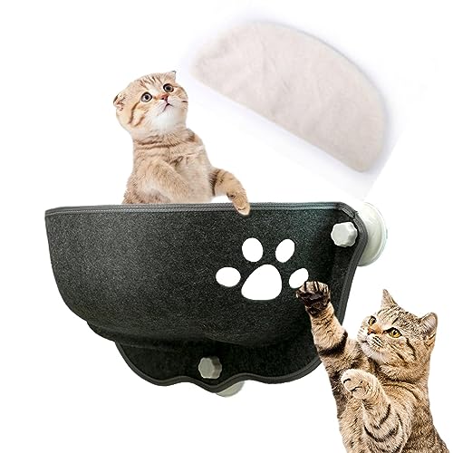 Katzenfensterhängematte, stilvolles Design Katzenfensterstange mit müheloser Installation, Katzenfensterbett mit 3 Schrauben, 3 Saugnäpfen und Plüsch-Pad, Fenstermontierte Katzenmöbel Katzenfensterhängematte, stilvolles Design Katzenfensterstange mit müheloser Installation, Katzenfensterbett mit 3 Schrauben, 3 Saugnäpfen und Plüsch-Pad, Fenstermontierte Katzenmöbel von Geruwam