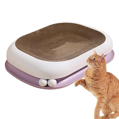 Katzenkratzpad - -Kratzbetten für Katzen,Doppellagiges Kratzpad mit interaktivem Trackball, ovales Doppelball-Kratzpad aus Wellpappe für Katzenkratzschale Geruwam von Geruwam