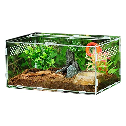 Reptilienzuchtbox, Reptile Habitat Terrarium Climbing Pet Breeding Box, Transparenter Reptilien-Zuchtkoffer für Horned Frog Spider Snake Lizard Geruwam von Geruwam