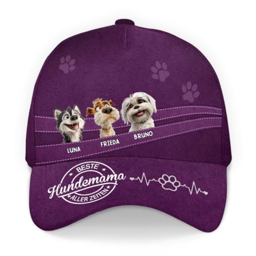 Geschenke Mall Personalisiert Cap - Bester Hundepapa/Beste Hundemama Aller Zeiten - Hundeliebhaber geschenkes, personalisierte Kappe, Geschenk (DE/NL/SE/PL, Alphanumerisch, XS, 4XL, #3, Modell #1) von Geschenke Mall