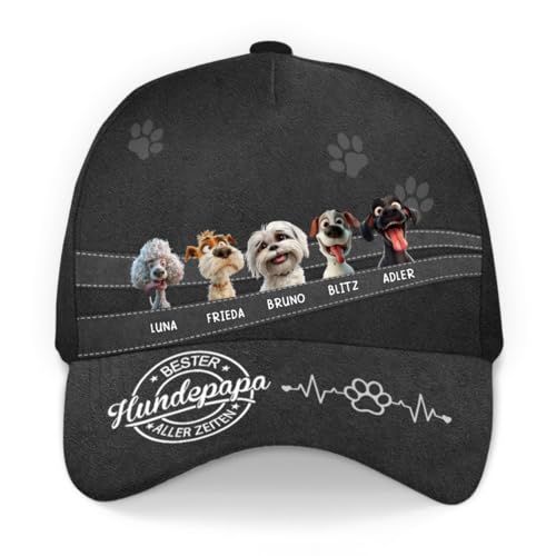 Geschenke Mall Personalisiert Cap - Bester Hundepapa/Beste Hundemama Aller Zeiten - Hundeliebhaber geschenkes, personalisierte Kappe, Geschenk (DE/NL/SE/PL, Alphanumerisch, XS, 4XL, #5, Modell #1) von Geschenke Mall