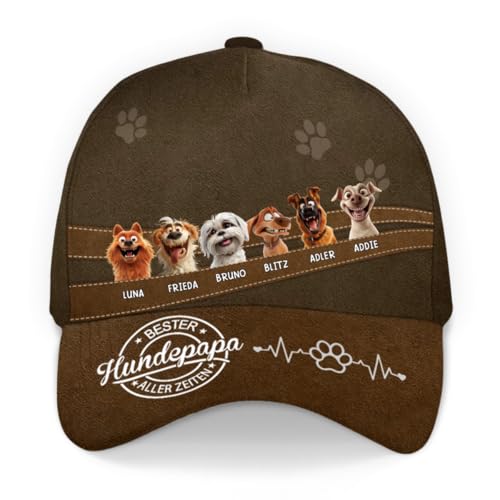 Geschenke Mall Personalisiert Cap - Bester Hundepapa/Beste Hundemama Aller Zeiten - Hundeliebhaber geschenkes, personalisierte Kappe, Geschenk (DE/NL/SE/PL, Alphanumerisch, XS, 4XL, #6, Modell #1) von Geschenke Mall
