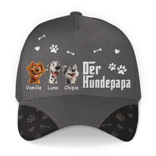 Geschenke Mall Personalisiert Cap - Der Hundepapa/Die Hundemama - Hundeliebhaber geschenkes, Cap Hund, Personalisierte Kappe, Geschenk hundepapa (DE/NL/SE/PL, Alphanumerisch, XS, 4XL, #3, Modell #1) von Geschenke Mall