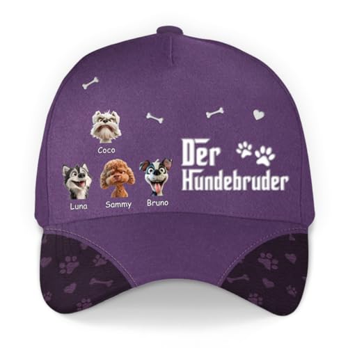 Geschenke Mall Personalisiert Cap - Der Hundepapa/Die Hundemama - Hundeliebhaber geschenkes, Cap Hund, Personalisierte Kappe, Geschenk hundepapa (DE/NL/SE/PL, Alphanumerisch, XS, 4XL, #4, Modell #1) von Geschenke Mall