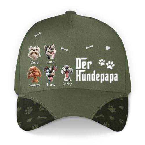 Geschenke Mall Personalisiert Cap - Der Hundepapa/Die Hundemama - Hundeliebhaber geschenkes, Cap Hund, Personalisierte Kappe, Geschenk hundepapa (DE/NL/SE/PL, Alphanumerisch, XS, 4XL, #5, Modell #1) von Geschenke Mall