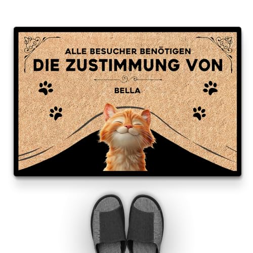 Geschenke Mall Personalisierte Fussmatte - Gäste Nur Mit Zustimmung Der - Katzenfreunde fußabstreifer, Fußmatte für Katzenliebhaber, Fussmatte Selbst Gestalten, fußmatte personalisiert (#1) von Geschenke Mall