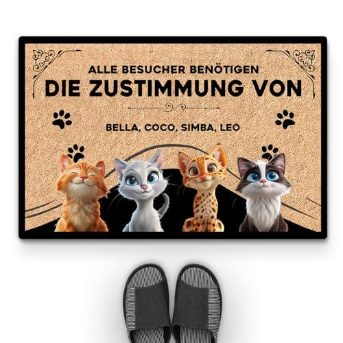Geschenke Mall Personalisierte Fussmatte - Gäste Nur Mit Zustimmung Der - Katzenfreunde fußabstreifer, Fußmatte für Katzenliebhaber, Fussmatte Selbst Gestalten, fußmatte personalisiert (#4) von Geschenke Mall