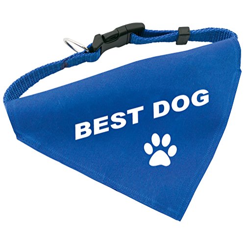 Hunde-Halsband mit Dreiecks-Tuch BEST DOG, längenverstellbar von 32 - 55 cm, aus Polyester, in blau von Geschenke mit Namen