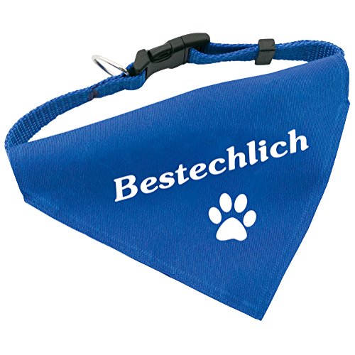 Hunde-Halsband mit Dreiecks-Tuch BESTECHLICH, längenverstellbar von 32 - 55 cm, aus Polyester, in blau Hunde-Halsband mit Dreiecks-Tuch BESTECHLICH, längenverstellbar von 32 - 55 cm, aus Polyester, in blau von Geschenke mit Namen